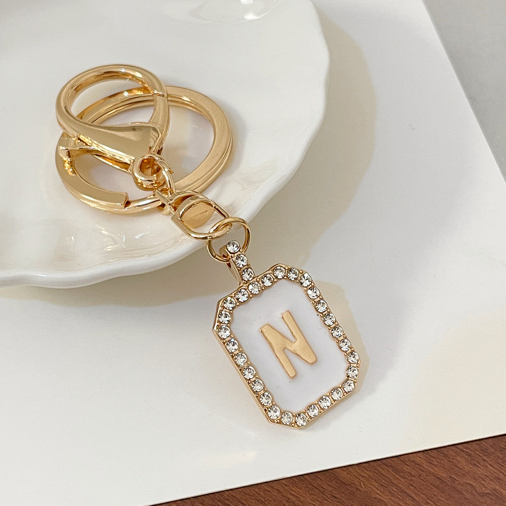 Wholesale 26 Letters Diamond-drip Oil Key Chain